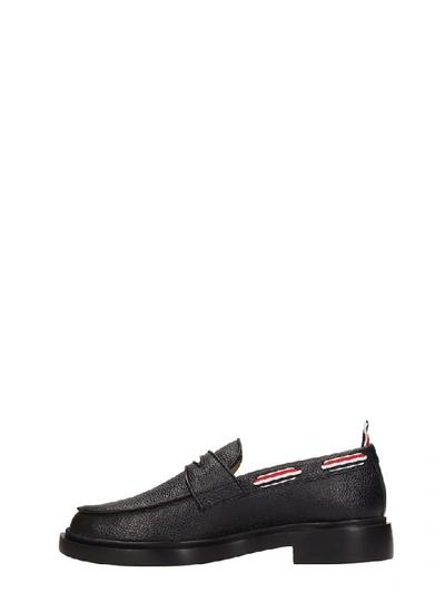 Shop Thom Browne Black Leather Loafers