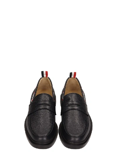 Shop Thom Browne Black Leather Loafers
