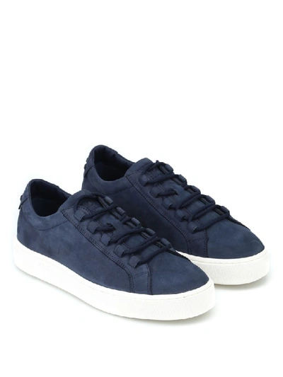 Shop Tod's Soft Nubuck Blue Sneakers