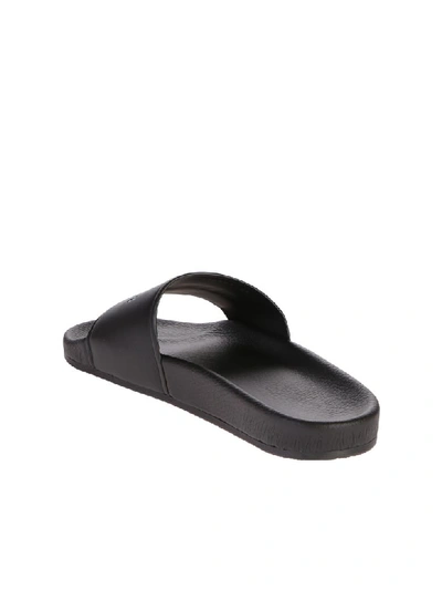 Shop Balenciaga Branded Slide Sandals In Black
