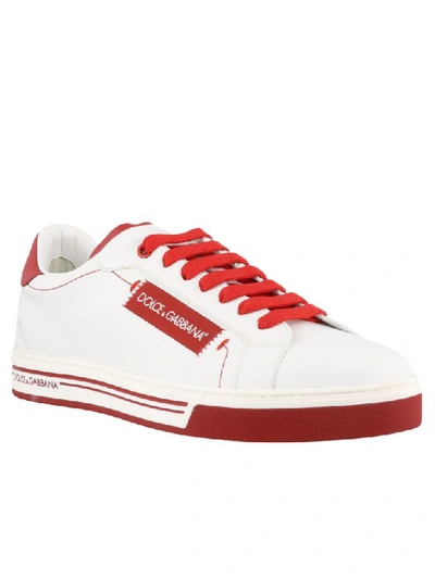 Shop Dolce & Gabbana Roma Sneakers In White/red