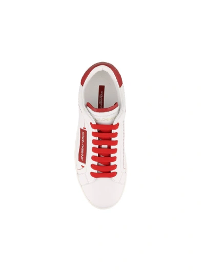 Shop Dolce & Gabbana Roma Sneakers In White/red
