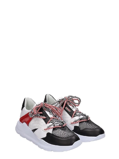 Shop Leather Crown Red Black And White Leather Aero Sneakers