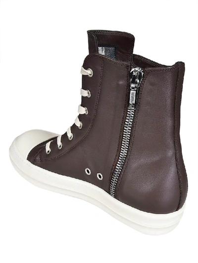 Shop Rick Owens Lace Up Hi-top Sneakers In Basic