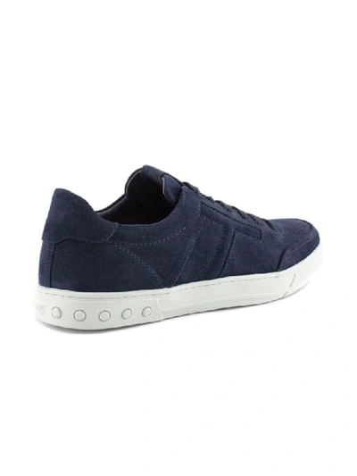 Shop Tod's Sneakers In Blue Suede