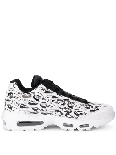 Shop Nike Air Max 95 White Leather Sneaker With Black Print In Multicolor