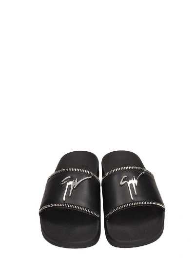 Shop Giuseppe Zanotti Black Rubber Brett Zip Sandals