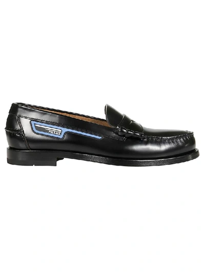 Shop Prada Varnished Loafers In Black