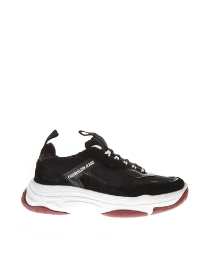 Shop Calvin Klein Black Leather Chunky Sneakers