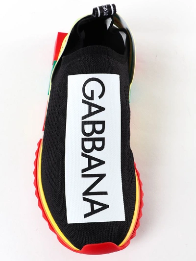 Shop Dolce & Gabbana Logo Slip-on Sneakers In Yellow/green/red