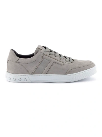 Shop Tod's Sneakers In Grey Nubuck In Grigio