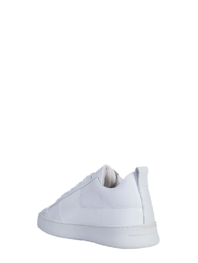Shop Versace Sneakers With Metal Logo In Bianco
