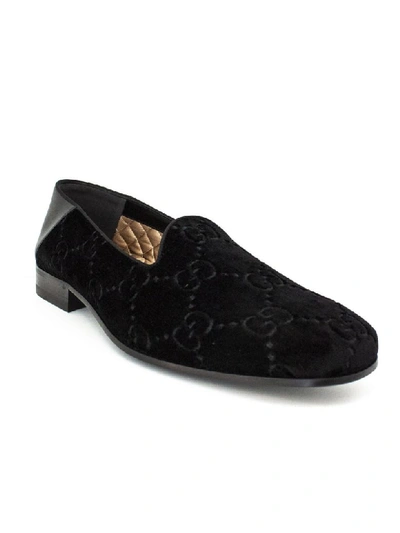 Shop Gucci Black Gg Velvet Loafer. In Nero