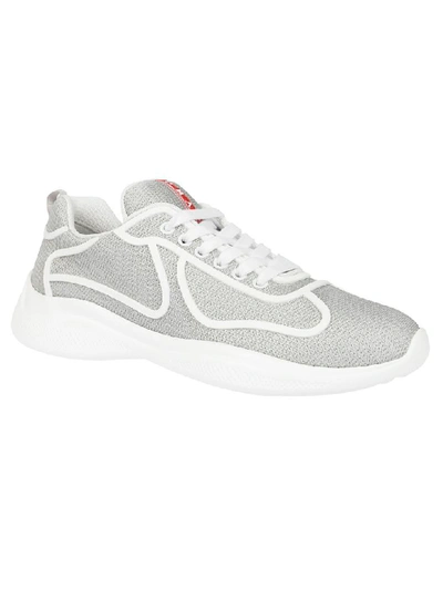 Shop Prada Bike Sneakers In Grey/white
