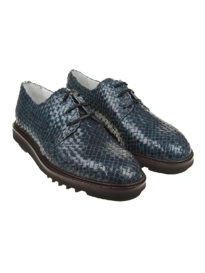 Shop Dolce & Gabbana Laced Woven Leather Shoes In Night Blue
