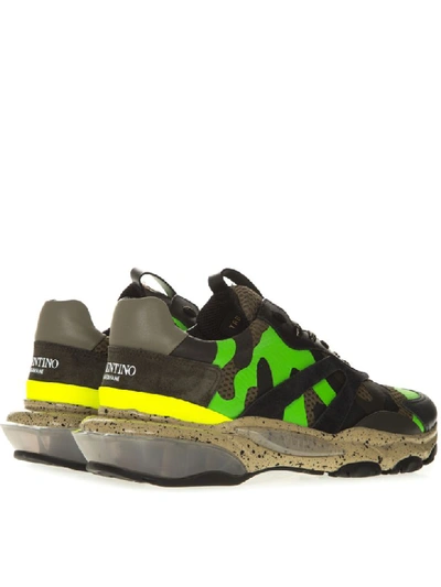 Shop Valentino Black & Green Bounce Leather Sneaker In Basic