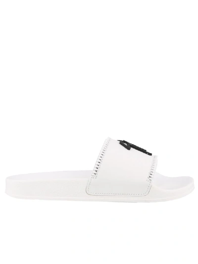 Shop Giuseppe Zanotti Slide Sandals In White