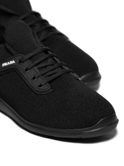 Shop Prada Technical Fabric Sneakers In Nero