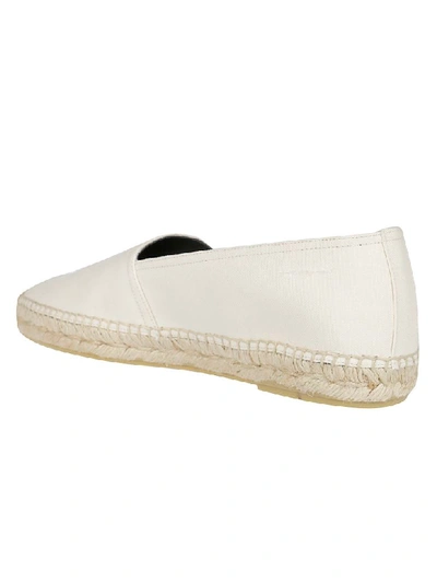 Shop Saint Laurent Logo Embroidered Espadrilles In Panna