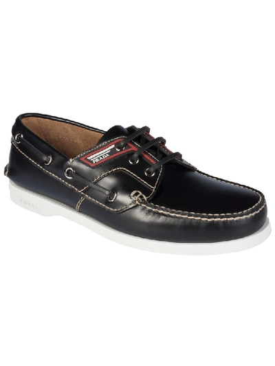 Shop Prada Paneled Boat Shoes In Nero