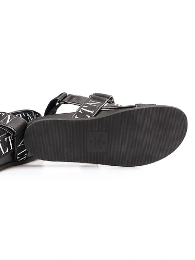 Shop Valentino Logo Sandals In Ni Black/white