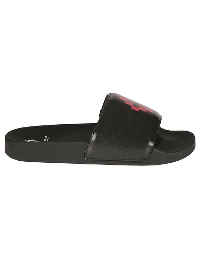 Shop Marcelo Burlon County Of Milan Cross Pool Sliders In Black/red