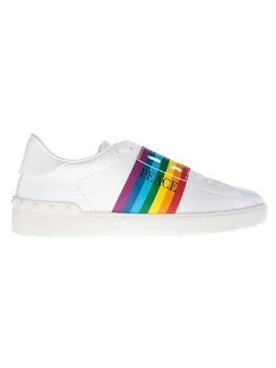 Shop Valentino Rainbow Stripe Sneakers