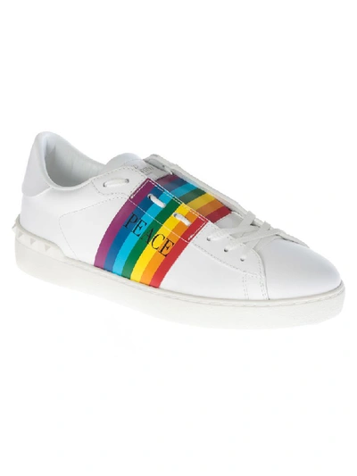 Shop Valentino Rainbow Stripe Sneakers