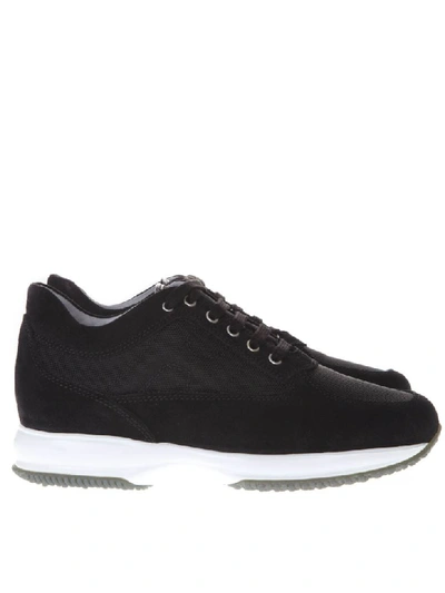 Shop Hogan Black Interactive Sneakers In Suede And Nylon