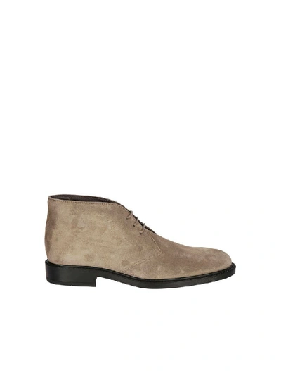 Shop Tod's Short Ankle Boot In Suede In Beige