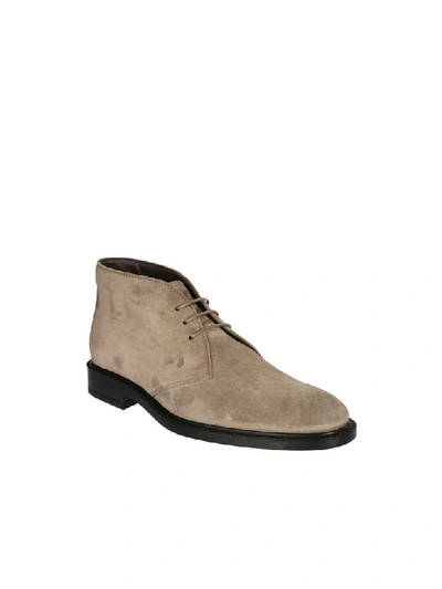 Shop Tod's Short Ankle Boot In Suede In Beige