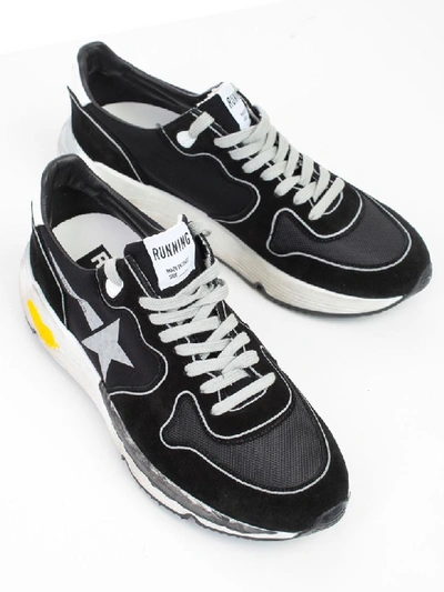 Shop Golden Goose Running Sneakers In Black Lycra Silver Star