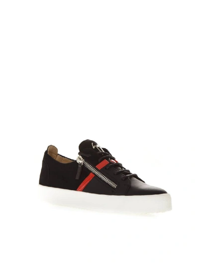 Shop Giuseppe Zanotti Frankie Black Suede & Leather Low-top Sneakers