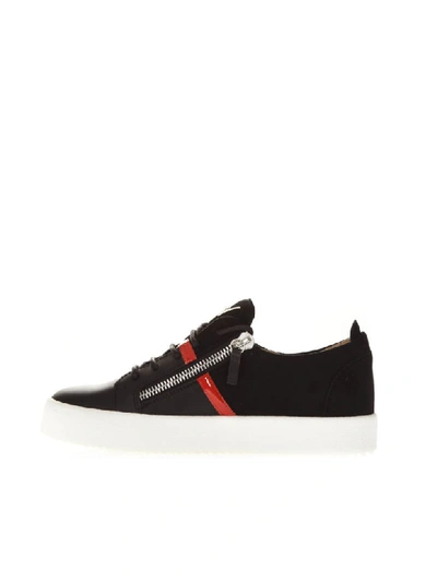 Shop Giuseppe Zanotti Frankie Black Suede & Leather Low-top Sneakers