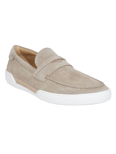 Shop Tod's Flat Sole Slip-on Sneakers In Sabbia