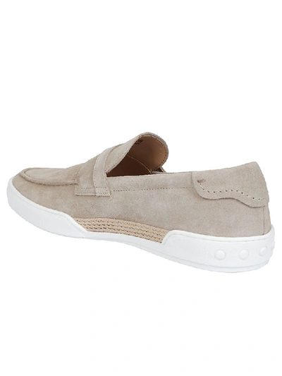 Shop Tod's Flat Sole Slip-on Sneakers In Sabbia
