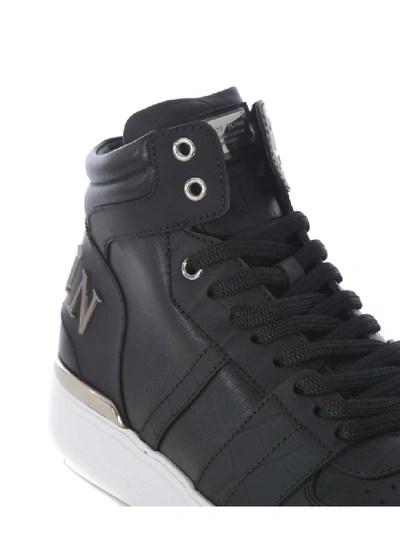 Shop Philipp Plein Logo Hi-top Sneakers In Nero