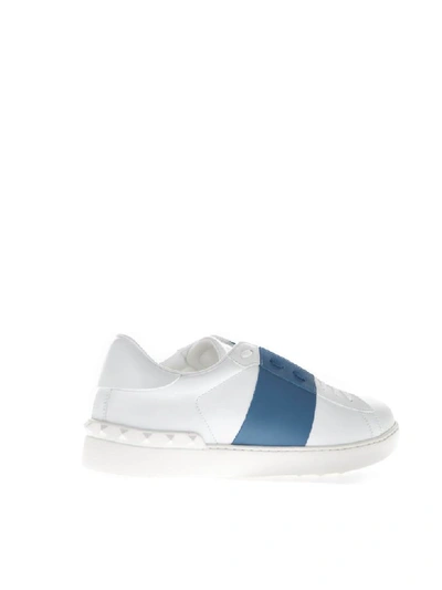 Shop Valentino Open Low-top White & Blue Leather Sneakers In White/blue