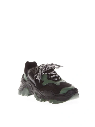 Shop N°21 Billy Black & Green Running Sneakers In Black/green