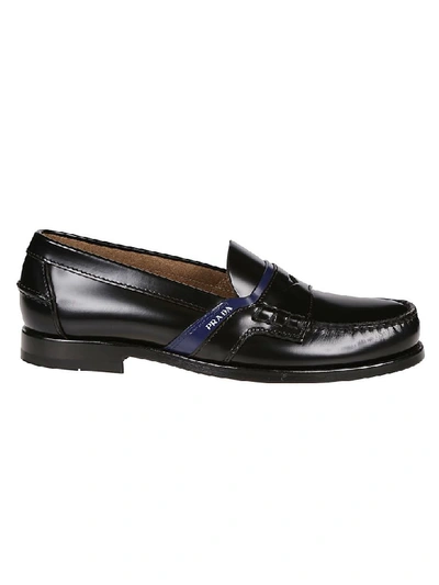 Shop Prada Shoes Classic Loafers In P Nero/cobalto