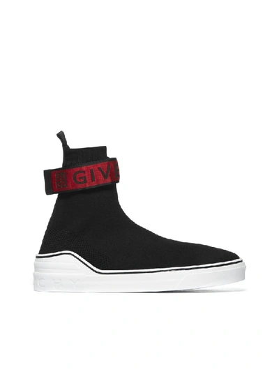 Shop Givenchy 4g Webbing Knitted Sneakers In Nero Rosso