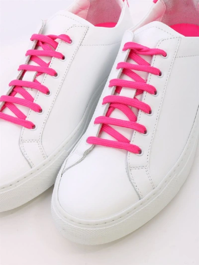 Shop Common Projects Sneaker Pink Neon Leather In White