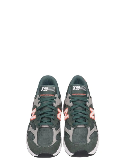 Shop New Balance Suede And Canvas Green X90 Sneakers