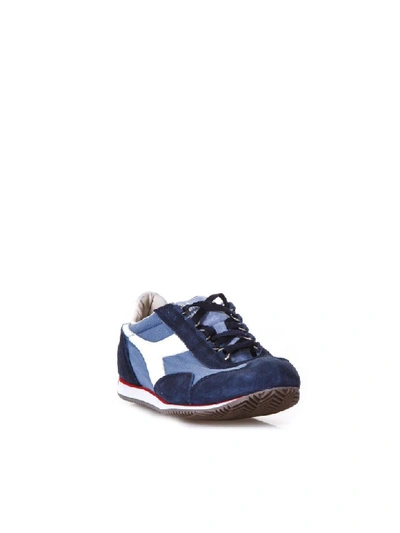 Shop Diadora Sneakers Equipe In Canvas And Leather In Blu