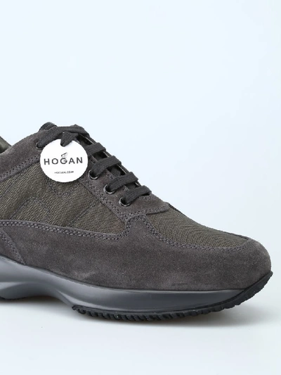 Shop Hogan Suede Technical Fabric Dark Grey Interactive In Gray