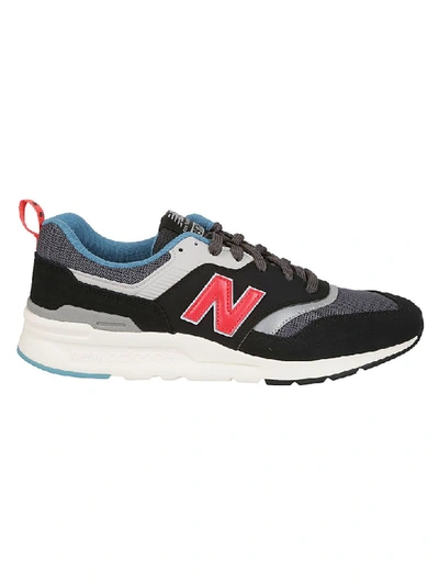 New Balance 997 Suede And Mesh Sneakers In Nero/rosso