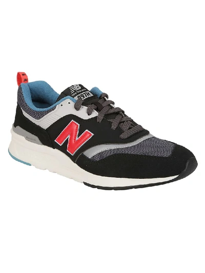 New Balance 997 Suede And Mesh Sneakers In Nero/rosso