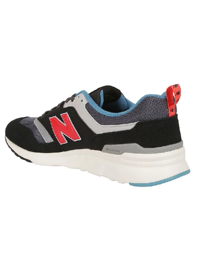 New Balance 997 Suede And Mesh Sneakers In Nero/rosso