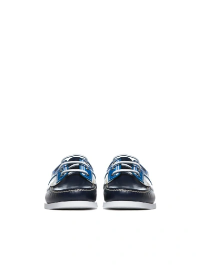 Shop Prada Loafers In Blu Bluette Bianco