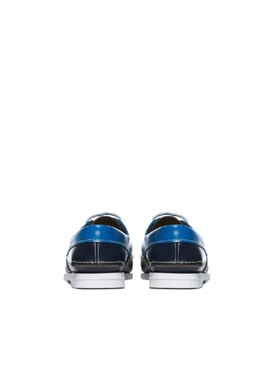 Shop Prada Loafers In Blu Bluette Bianco